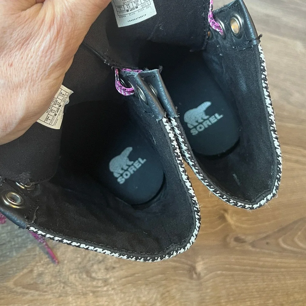 Sorel Joan of Arctic Youth Lexie‎ Wedge Boots Black Big Girls 1 UK 13 EU 32